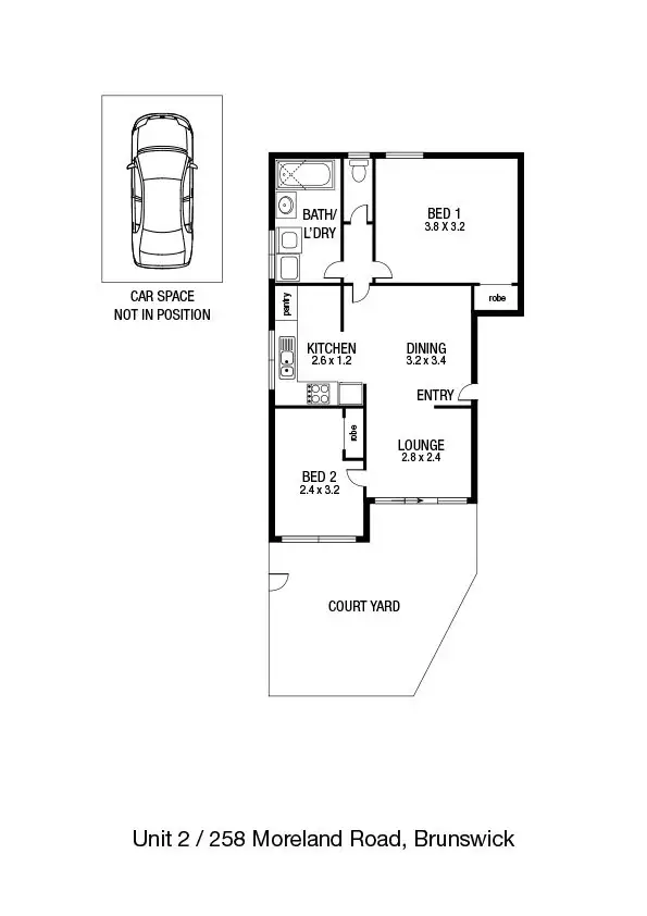 Floorplan of Homely apartment listing, 2/258 Moreland Road, Brunswick VIC 3056