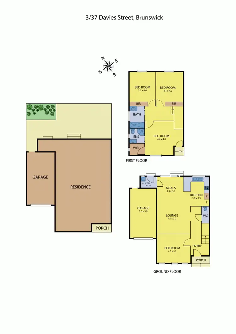 Floorplan of Homely townhouse listing, 3/37 Davies St, Brunswick VIC 3056