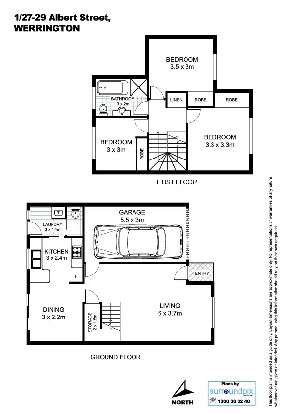 Floorplan of Homely townhouse listing, 1/27-29 Albert St, Werrington NSW 2747