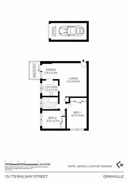 Floorplan of Homely unit listing, 15/73 Railway St, Granville NSW 2142