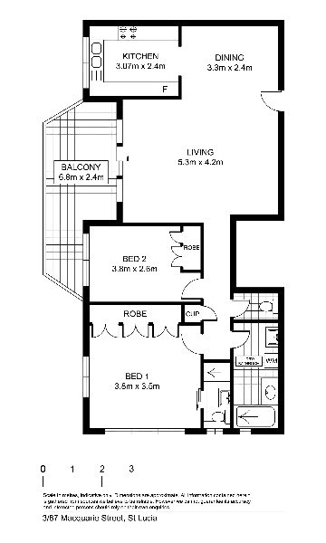 Floorplan of Homely unit listing, 3/87 Macquarie Street, St Lucia QLD 4067