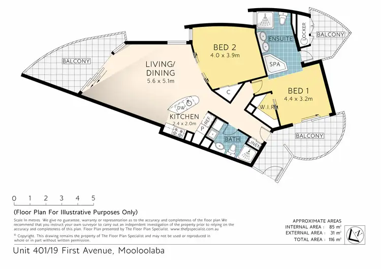 Floorplan of Homely unit listing, 401/19 First Ave, Mooloolaba QLD 4557