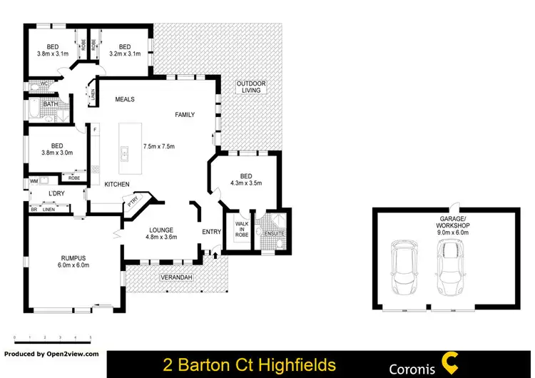 Floorplan of Homely rural property listing, 2 Barton Court, Highfields QLD 4352