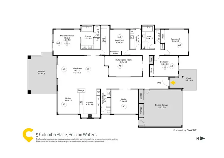Floorplan of Homely house listing, 5 Columba Place, Pelican Waters QLD 4551