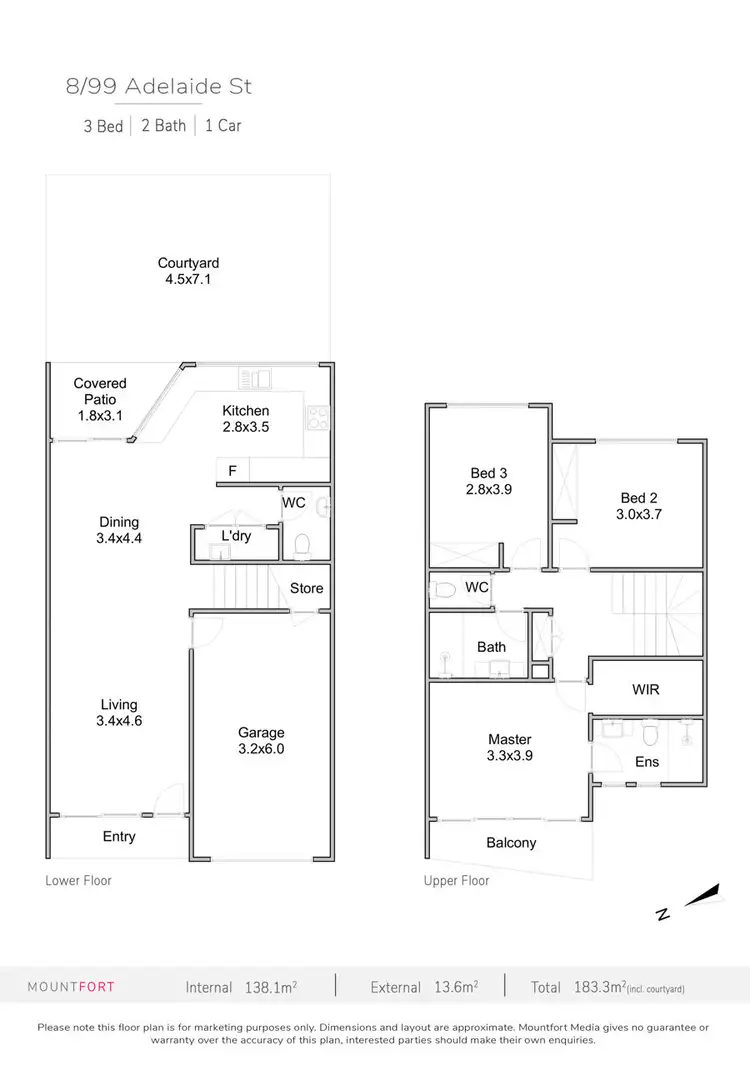 Floorplan of Homely townhouse listing, 8/99 Adelaide Street, Carina QLD 4152