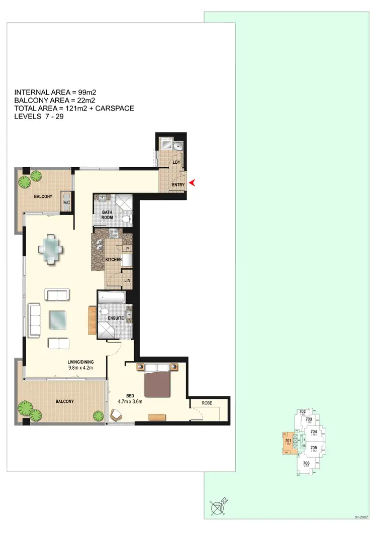 Floorplan of Homely apartment listing, 1301/4 Como Crescent, Southport QLD 4215