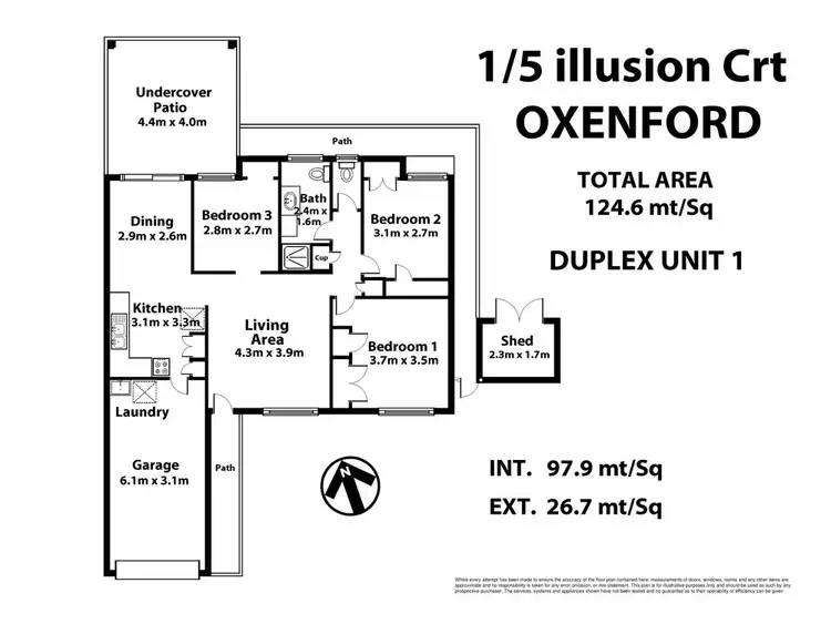Floorplan of Homely semi-detached listing, 1/5 Illusion Court, Oxenford QLD 4210
