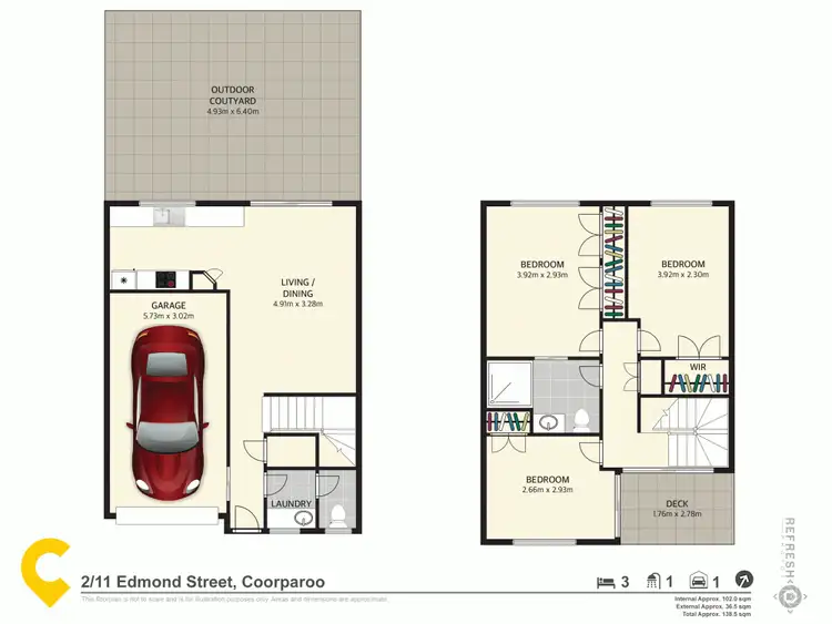 Floorplan of Homely townhouse listing, 2/11 Edmond Street, Coorparoo QLD 4151