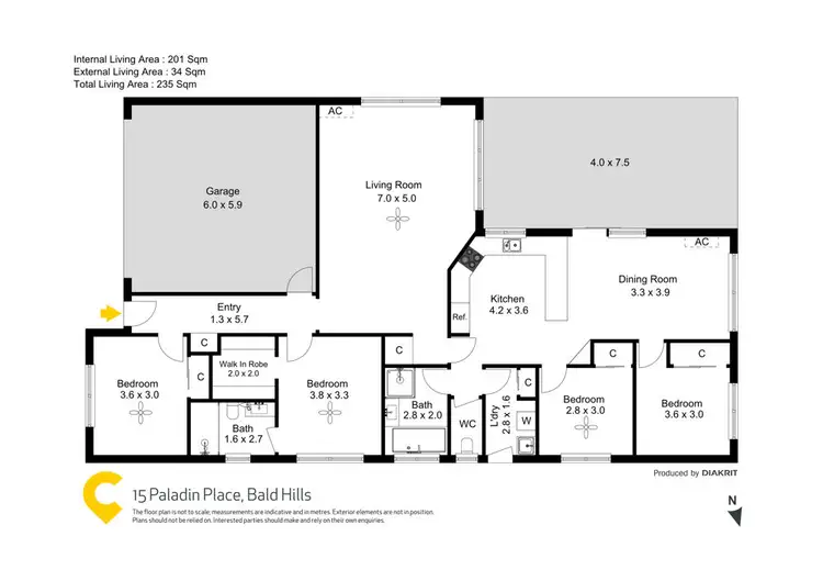 Floorplan of Homely house listing, 15 Paladin Place, Bald Hills QLD 4036
