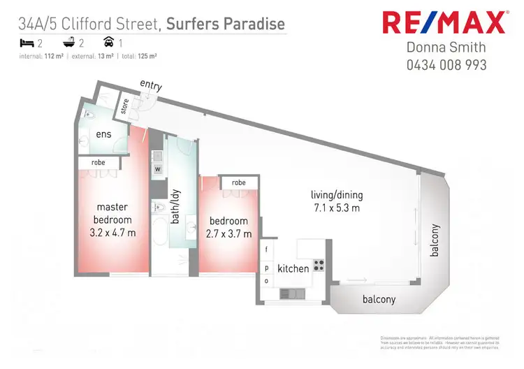 Floorplan of Homely unit listing, 34A/5 Clifford Street, Surfers Paradise QLD 4217