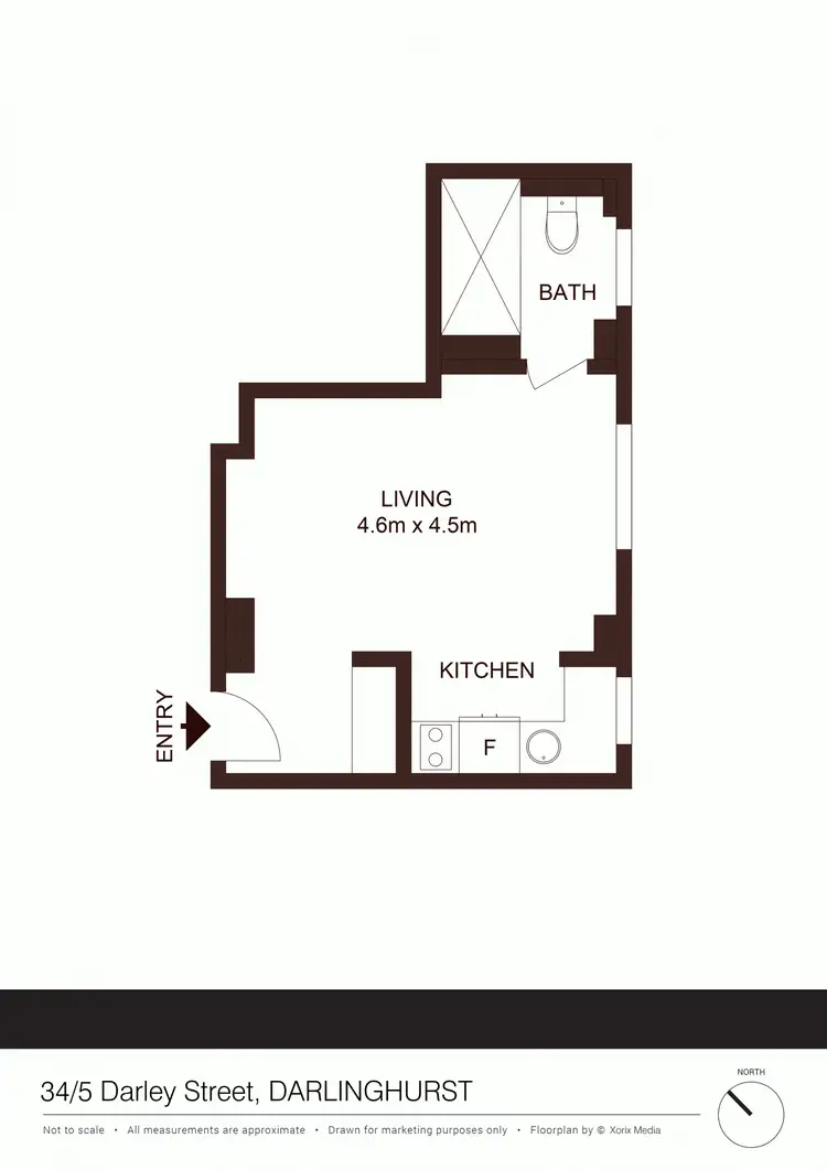 Floorplan of Homely studio listing, 34/5 Darley St, Darlinghurst NSW 2010