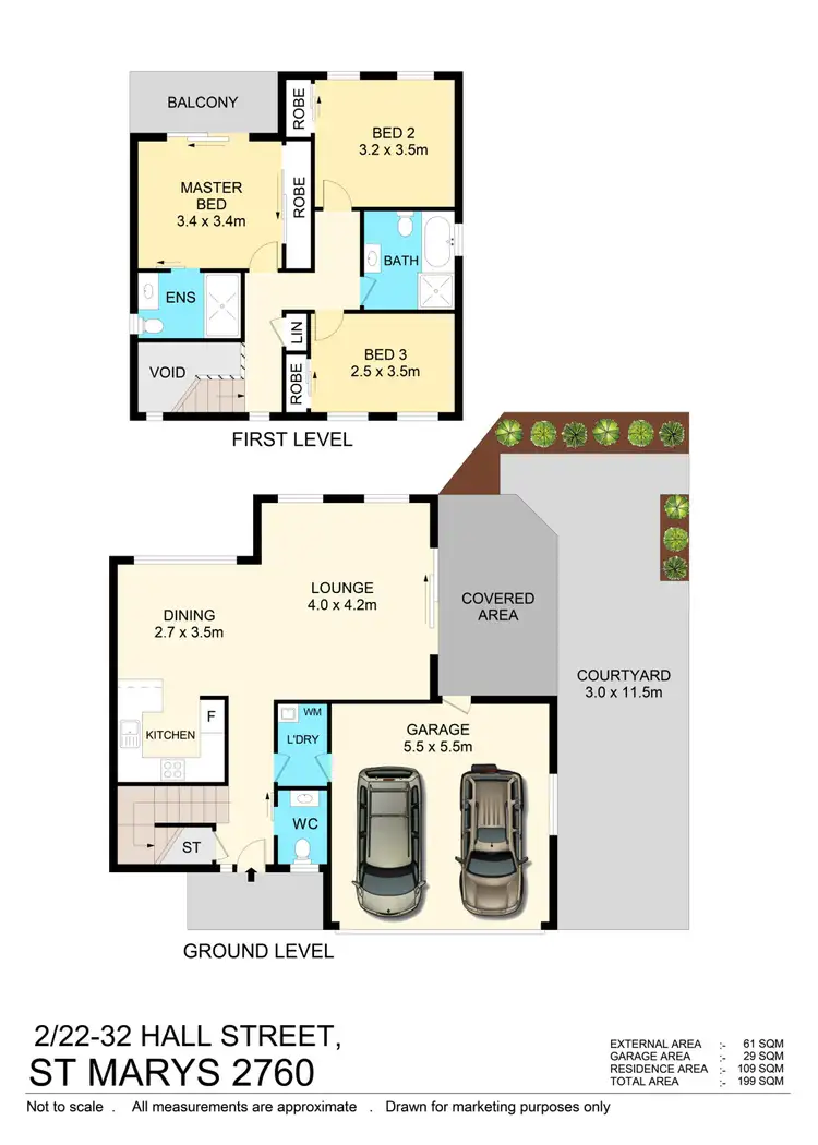 Floorplan of Homely townhouse listing, 2/22-32 Hall Street, St Marys NSW 2760