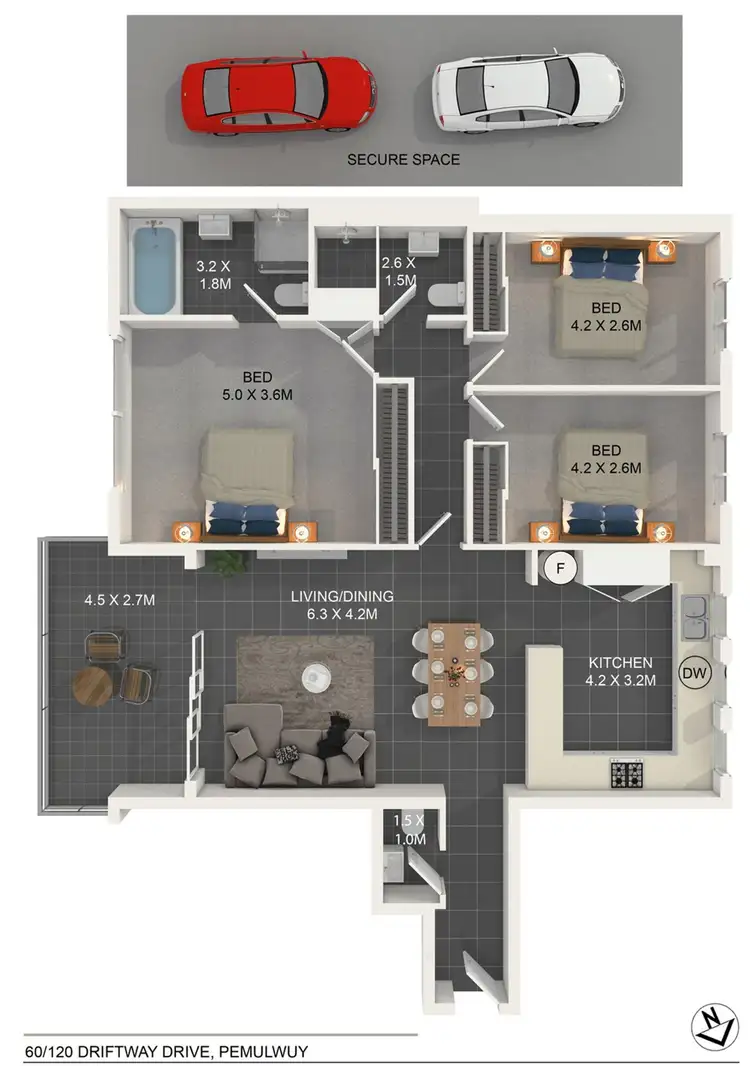 Floorplan of Homely unit listing, 60/120 Driftway Drive, Pemulwuy NSW 2145