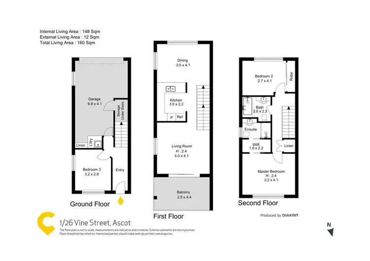 Floorplan of Homely townhouse listing, 1/26 Vine Street, Ascot QLD 4007