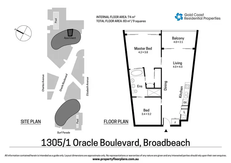 Floorplan of Homely apartment listing, 1305/1 Oracle Boulevard, Broadbeach QLD 4218