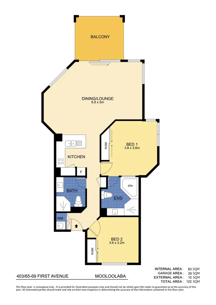 Floorplan of Homely unit listing, 403/65-69 First Ave, Mooloolaba QLD 4557
