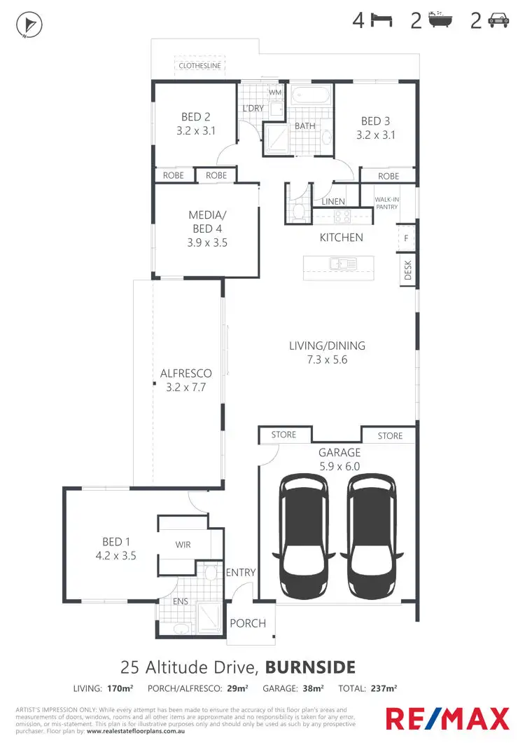Floorplan of Homely house listing, 25 Altitude Drive, Burnside QLD 4560