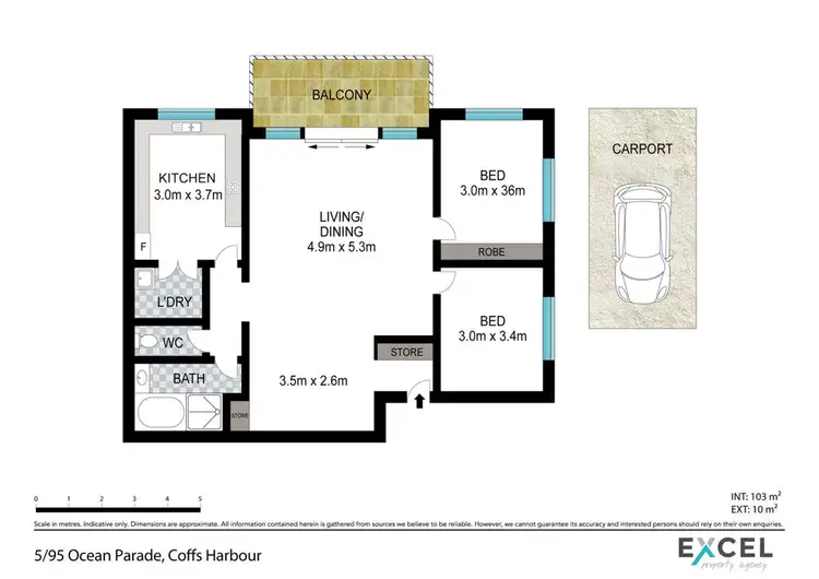 Floorplan of Homely unit listing, 5/95 Ocean Parade, Coffs Harbour NSW 2450