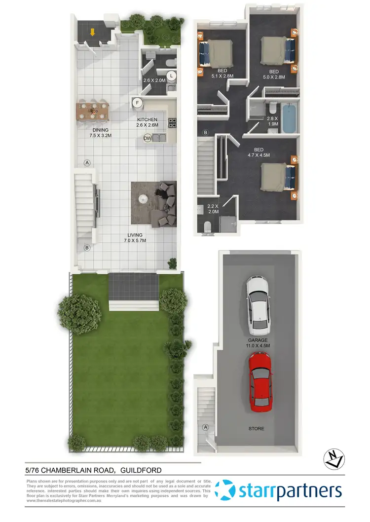 Floorplan of Homely townhouse listing, 5/76-78 Chamberlain Road, Guildford NSW 2161