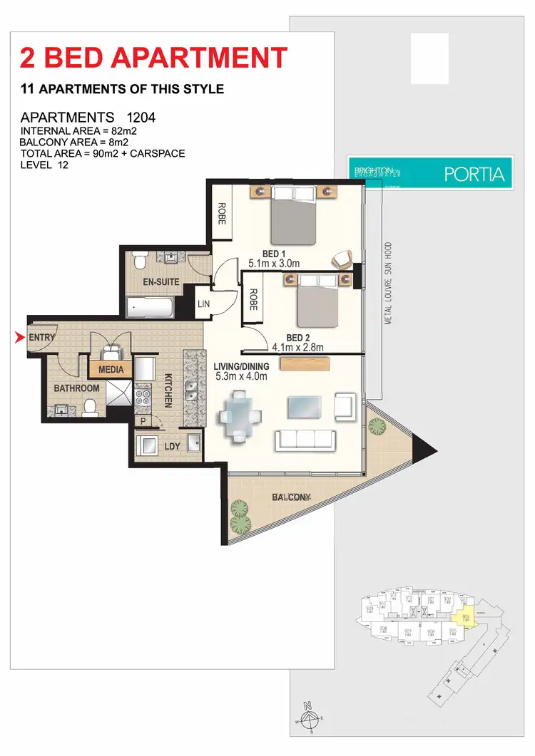 Floorplan of Homely apartment listing, 1204/2 Aqua Street, Southport QLD 4215