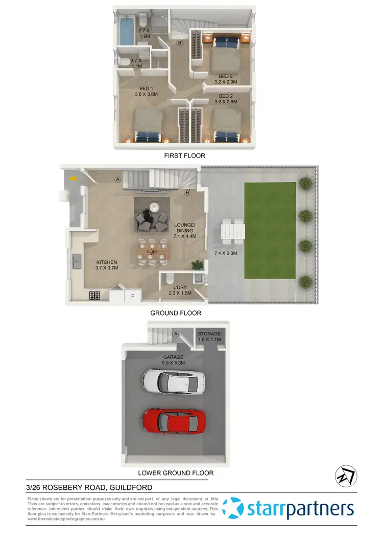 Floorplan of Homely townhouse listing, 3/26 Rosebery Road, Guildford NSW 2161