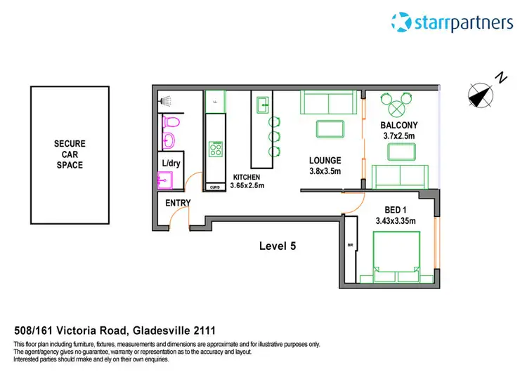 Floorplan of Homely apartment listing, 508/161 Victoria Road, Gladesville NSW 2111
