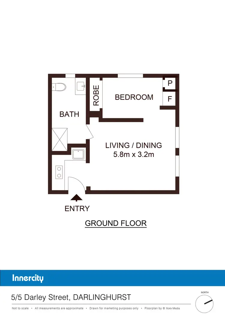 Floorplan of Homely studio listing, 5/5 Darley St, Darlinghurst NSW 2010