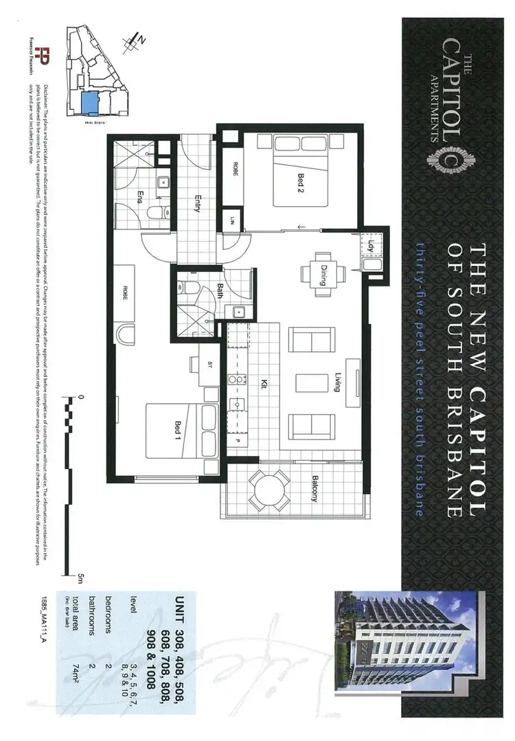 Floorplan of Homely apartment listing, 1008/35 Peel Street, South Brisbane QLD 4101