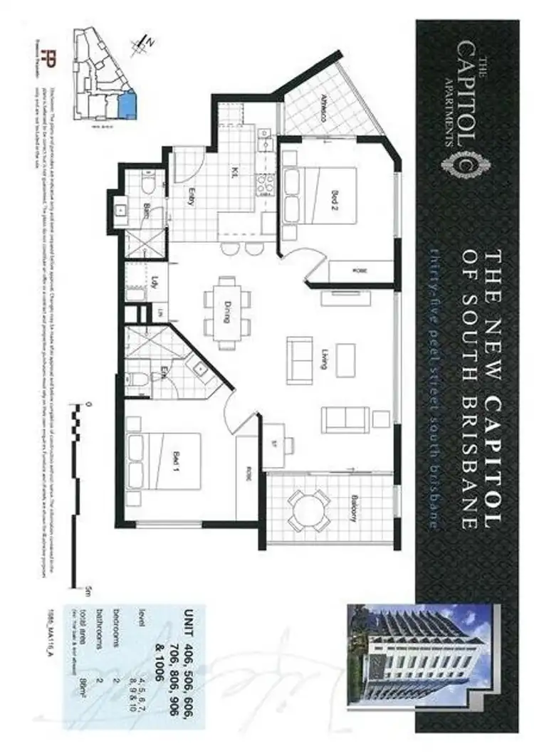 Floorplan of Homely apartment listing, 1006/35 Peel Street, South Brisbane QLD 4101