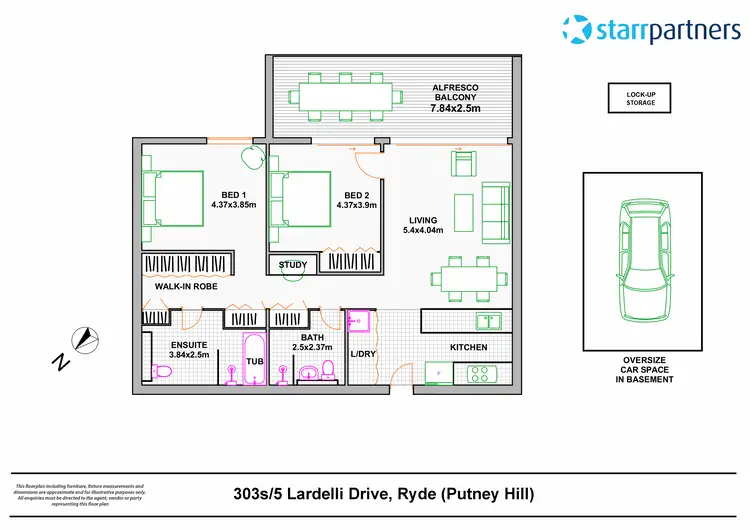Floorplan of Homely apartment listing, 303s/5 Lardelli Drive (Putney Hill), Ryde NSW 2112