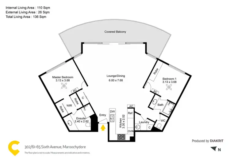 Floorplan of Homely unit listing, 302/61-65 Sixth Avenue, Maroochydore QLD 4558