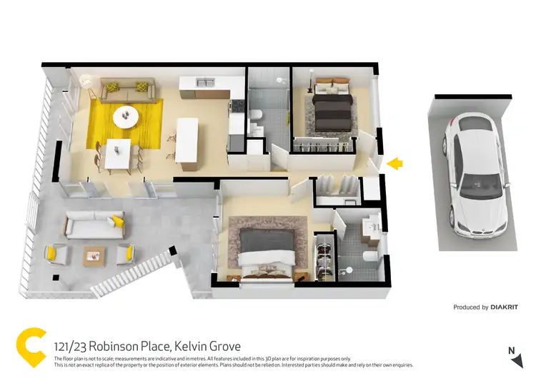 Floorplan of Homely apartment listing, 121/23 Robinson Place, Kelvin Grove QLD 4059