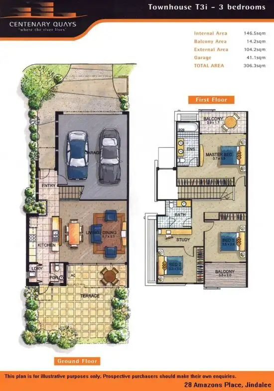 Floorplan of Homely townhouse listing, 27/28 Amazons Place, Jindalee QLD 4074