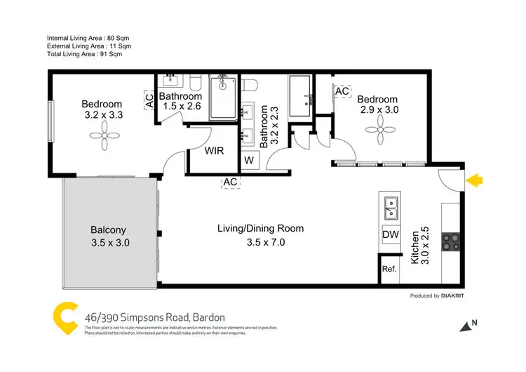Floorplan of Homely apartment listing, 46/390 Simpsons Road, Bardon QLD 4065