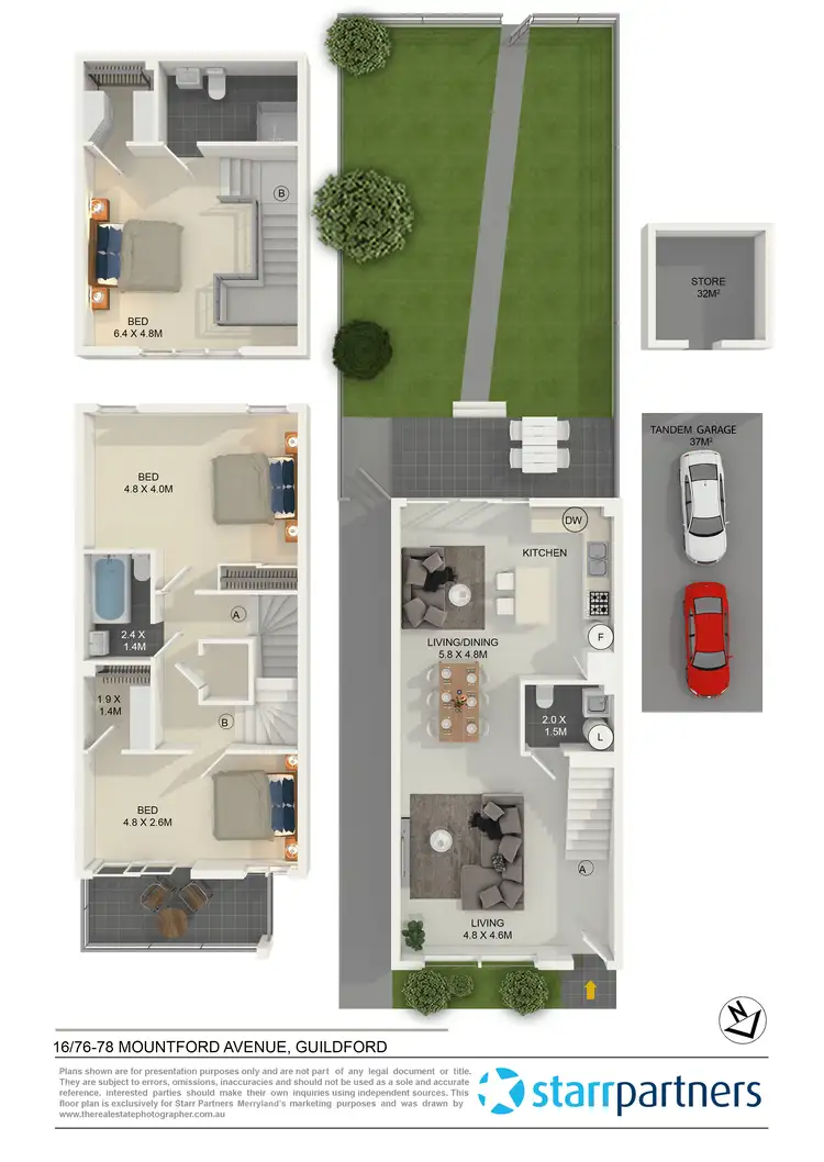Floorplan of Homely townhouse listing, 16/76-78 Mountford Avenue, Guildford NSW 2161