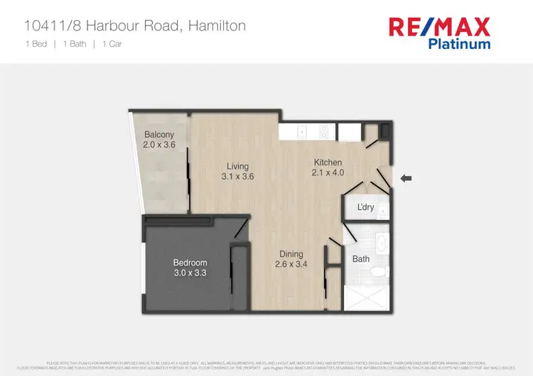Floorplan of Homely apartment listing, 10411 / 8 Harbour Road, Hamilton QLD 4007
