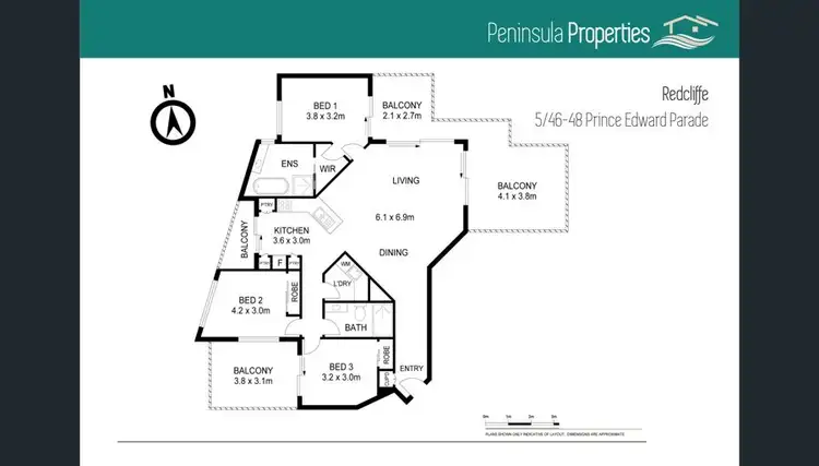 Floorplan of Homely unit listing, 5/46-48 Prince Edward Parade, Redcliffe QLD 4020