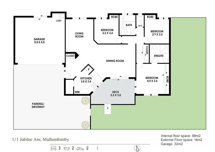 Floorplan of Homely semi-detached listing, 1/1 Jubilee Avenue, Mullumbimby NSW 2482