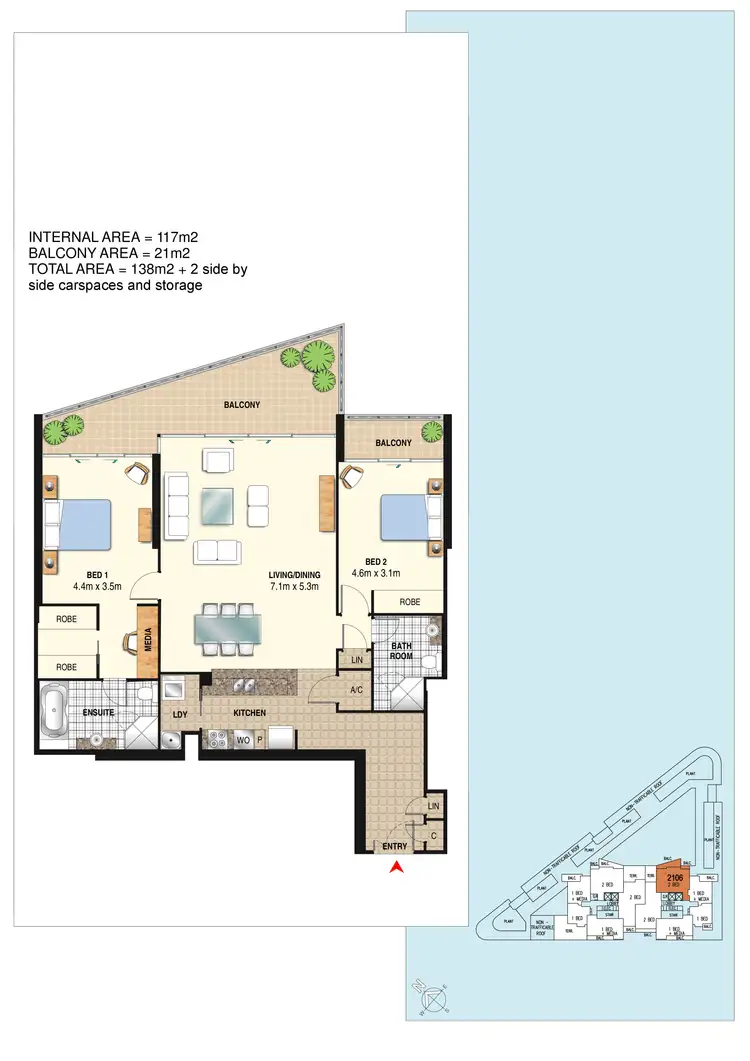 Floorplan of Homely apartment listing, 2106/1 Como Crescent, Southport QLD 4215