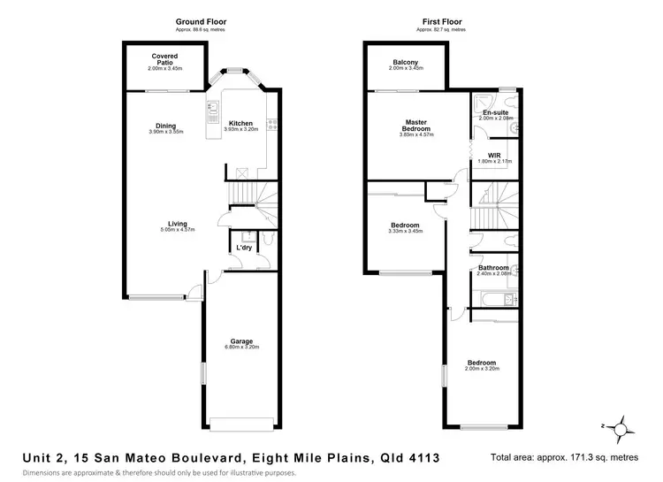 Floorplan of Homely townhouse listing, 2/15 San Mateo Boulevard, Eight Mile Plains QLD 4113