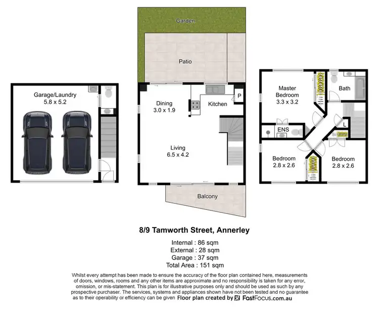 Floorplan of Homely townhouse listing, 8/9 Tamworth Street, Annerley QLD 4103