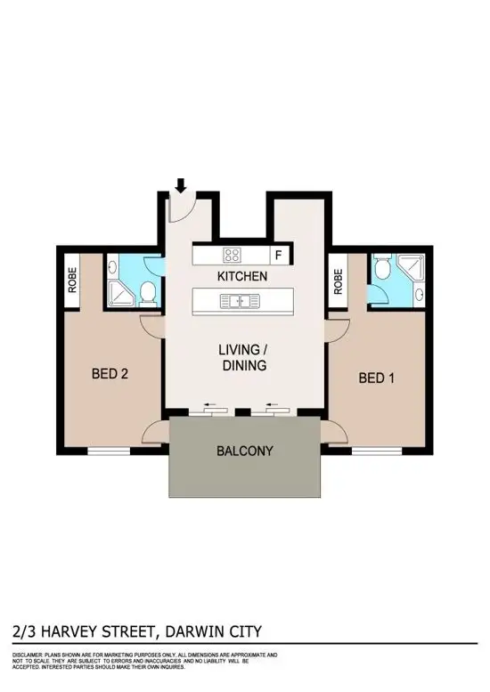 Floorplan of Homely unit listing, 2/3 Harvey Street, Darwin City NT 800