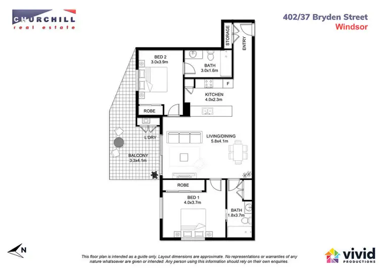 Floorplan of Homely apartment listing, 402/37 Bryden St,, Windsor QLD 4030