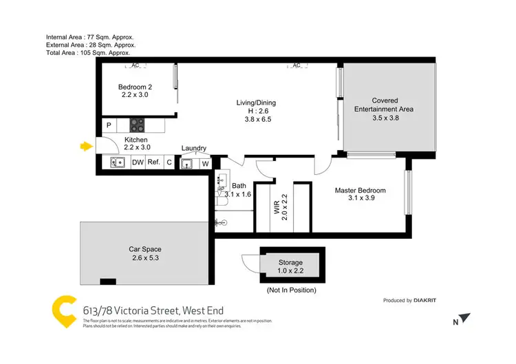 Floorplan of Homely unit listing, 613/70-78 Victoria Street, West End QLD 4101