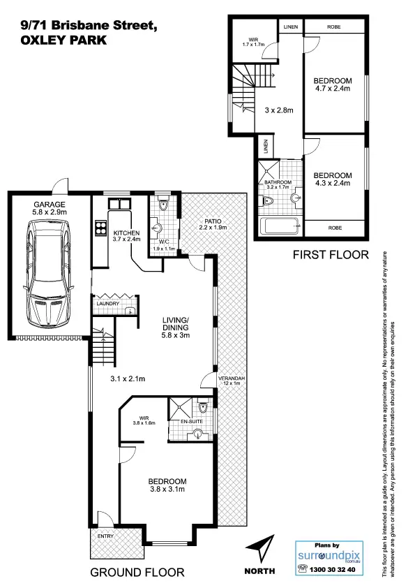 Floorplan of Homely townhouse listing, 9/71 Brisbane Street, St Marys NSW 2760