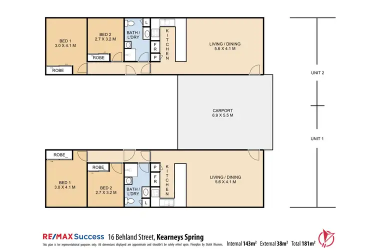 Floorplan of Homely block of units listing, 1 & 2/16 Behland Street, Kearneys Spring QLD 4350