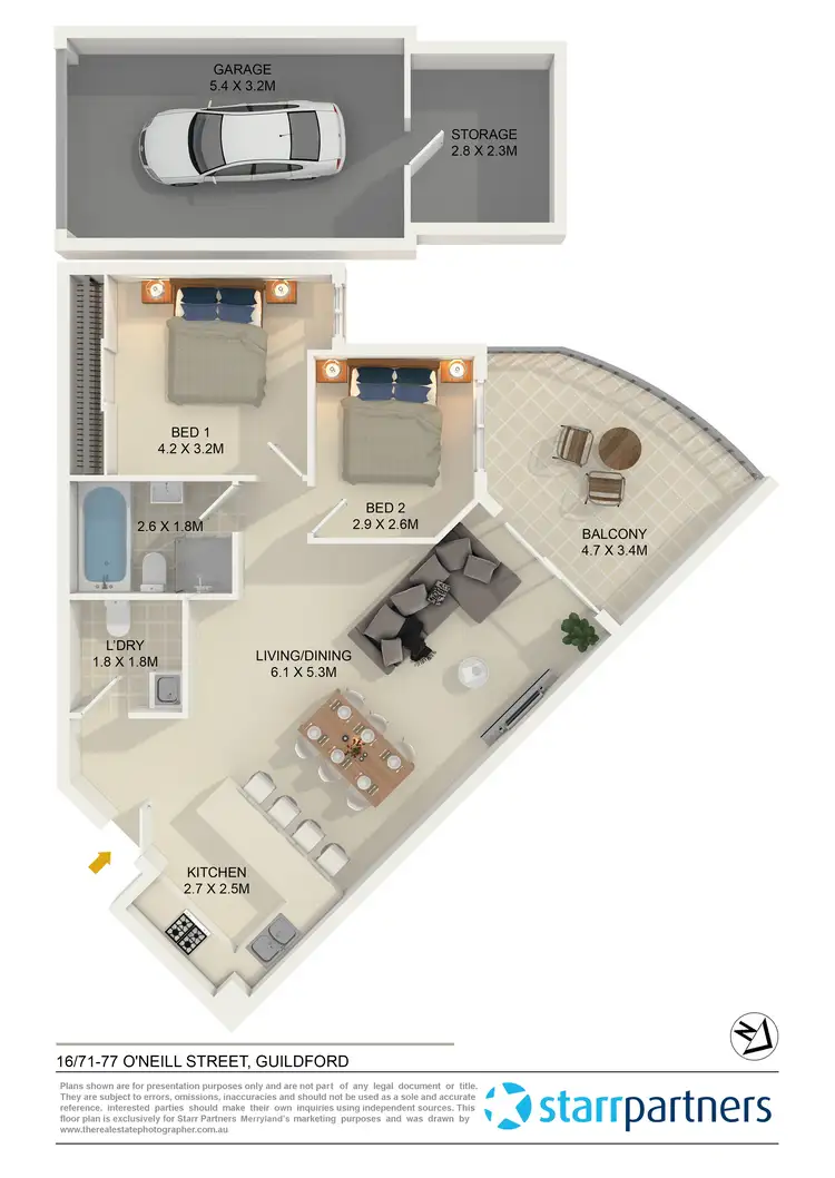 Floorplan of Homely unit listing, 16/71-77 O'Neill Street, Guildford NSW 2161