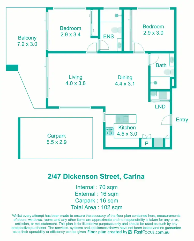Floorplan of Homely apartment listing, 2/47 Dickenson Street, Carina QLD 4152