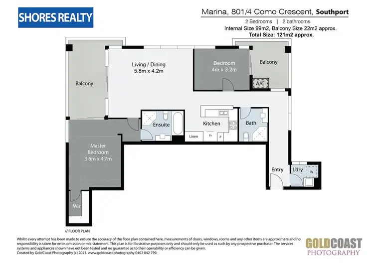 Floorplan of Homely apartment listing, 801/4 Como Crescent, Southport QLD 4215