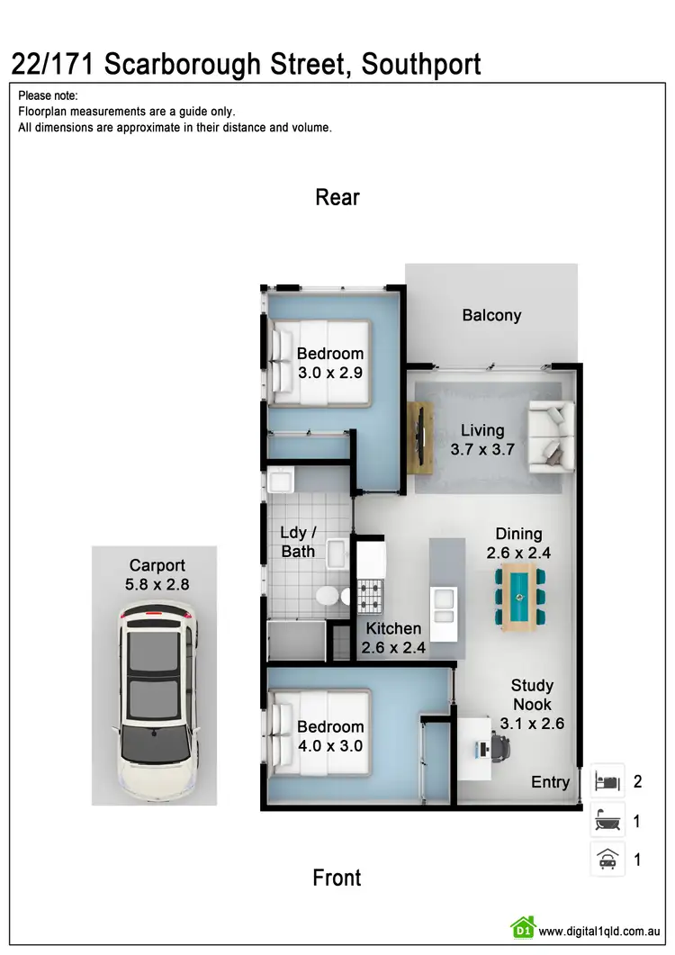 Floorplan of Homely unit listing, 22/171 Scarborough Street, Southport QLD 4215
